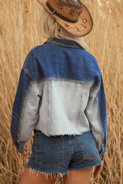 Denim Colorblock Patchwork Buttoned Jacket