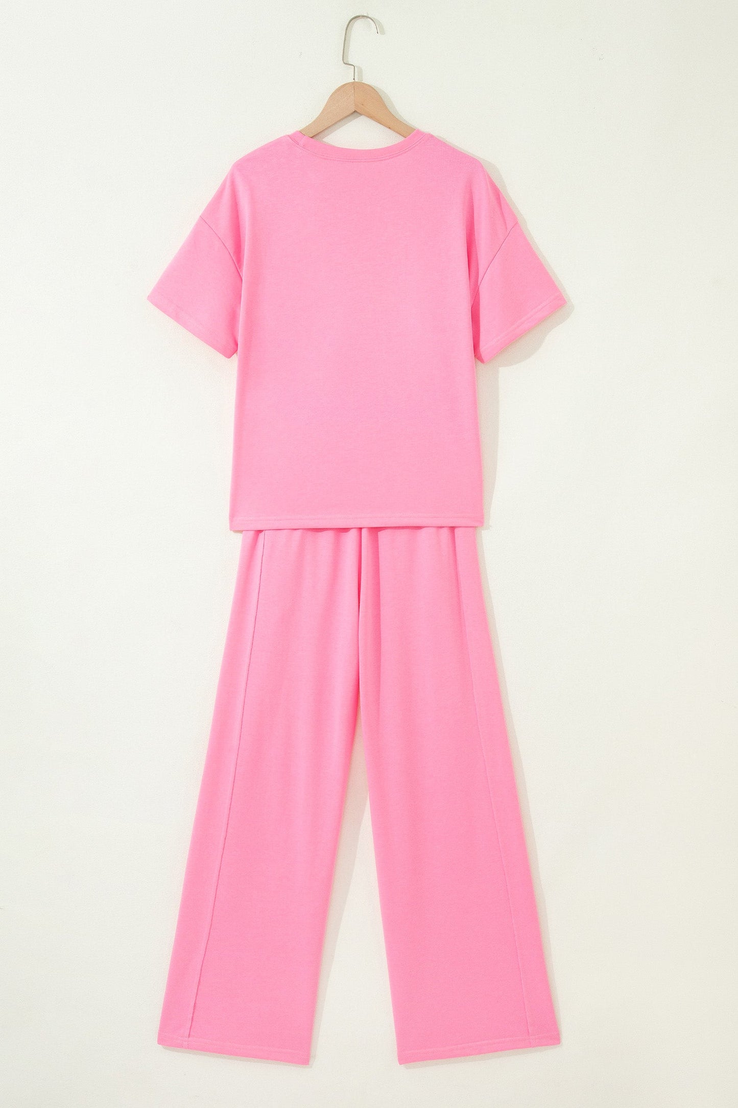 Solid Color Oversize Tee & Wide Leg Pants Set