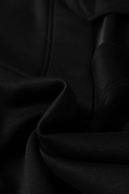 Bristol Black Collared V-Neck Pullover Sweatshirt Sweatpants Set