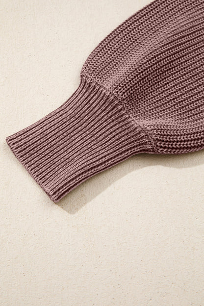 Mineral Wash Buttoned Polo Collar Knit Sweater