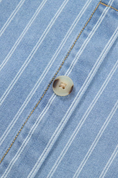 Stripe Denim Buttoned Back Mini T-Shirt Dress