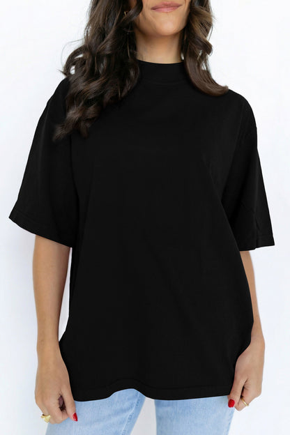 Solid High Neck Oversize Tee