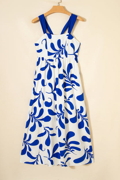 Floral Crisscross Tie-Back Sleeveless Maxi Dress