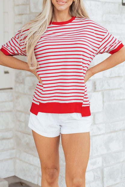 Stripe Drop Shoulder Short Sleeve T-Shirt