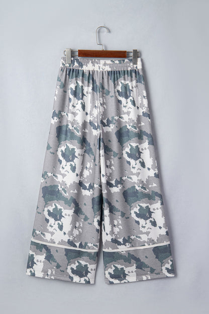 Camo Raw Edge Pocketed Drawstring Pants