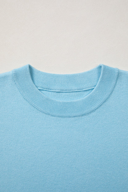 Solid Scalloped Hem 3/4 Sleeve Sweater Top