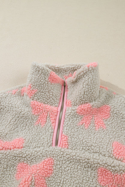 Bow Tie Sherpa Quarter Zip Sweatshirt