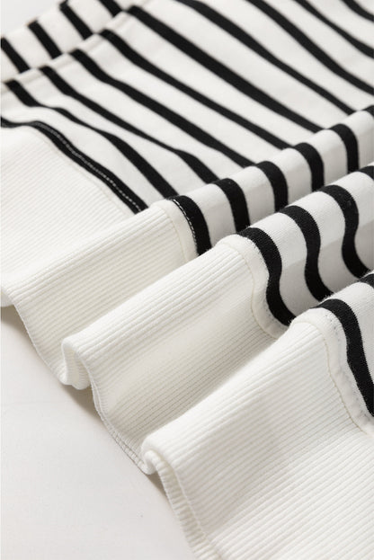 Stripe Raglan Sleeve Side Slit Sweatshirt