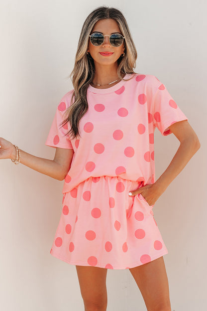Polka Dot Short Sleeve Top & Mini Skort Set