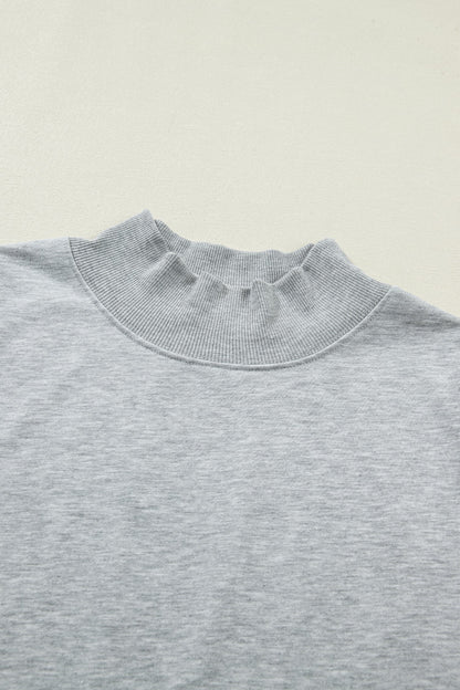 Solid Mock Neck Cap Sleeve Oversized Top