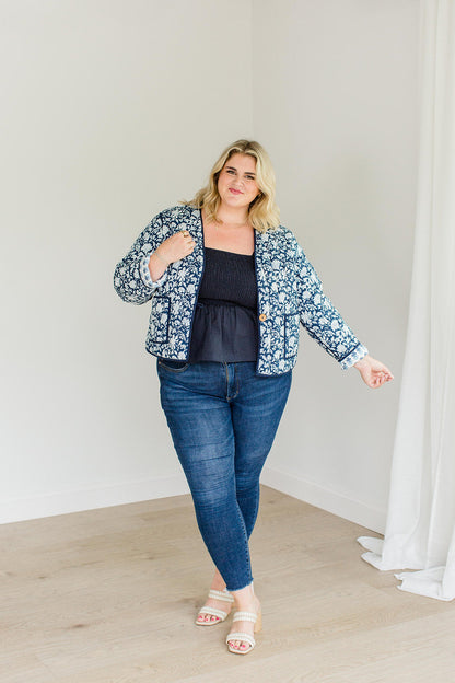 The Emily *Reversible* Quilted Jacket in French Navy