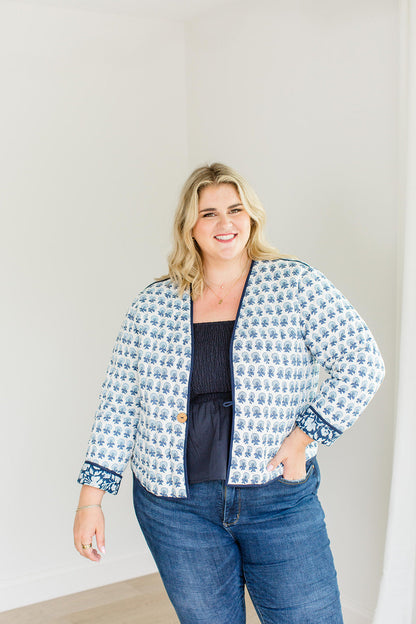 The Emily *Reversible* Quilted Jacket in French Navy