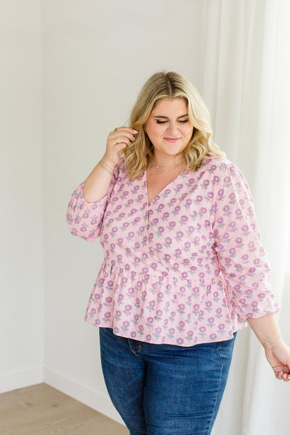 The Frances Top in Blush Haze