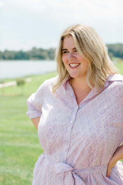 The Christine Shirt Dress in Lavender Taffy