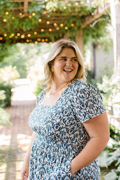 The Allison Dress in Navy Trellis