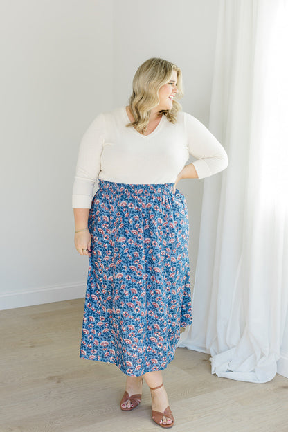 The Melissa Skirt in Indigo Bloom
