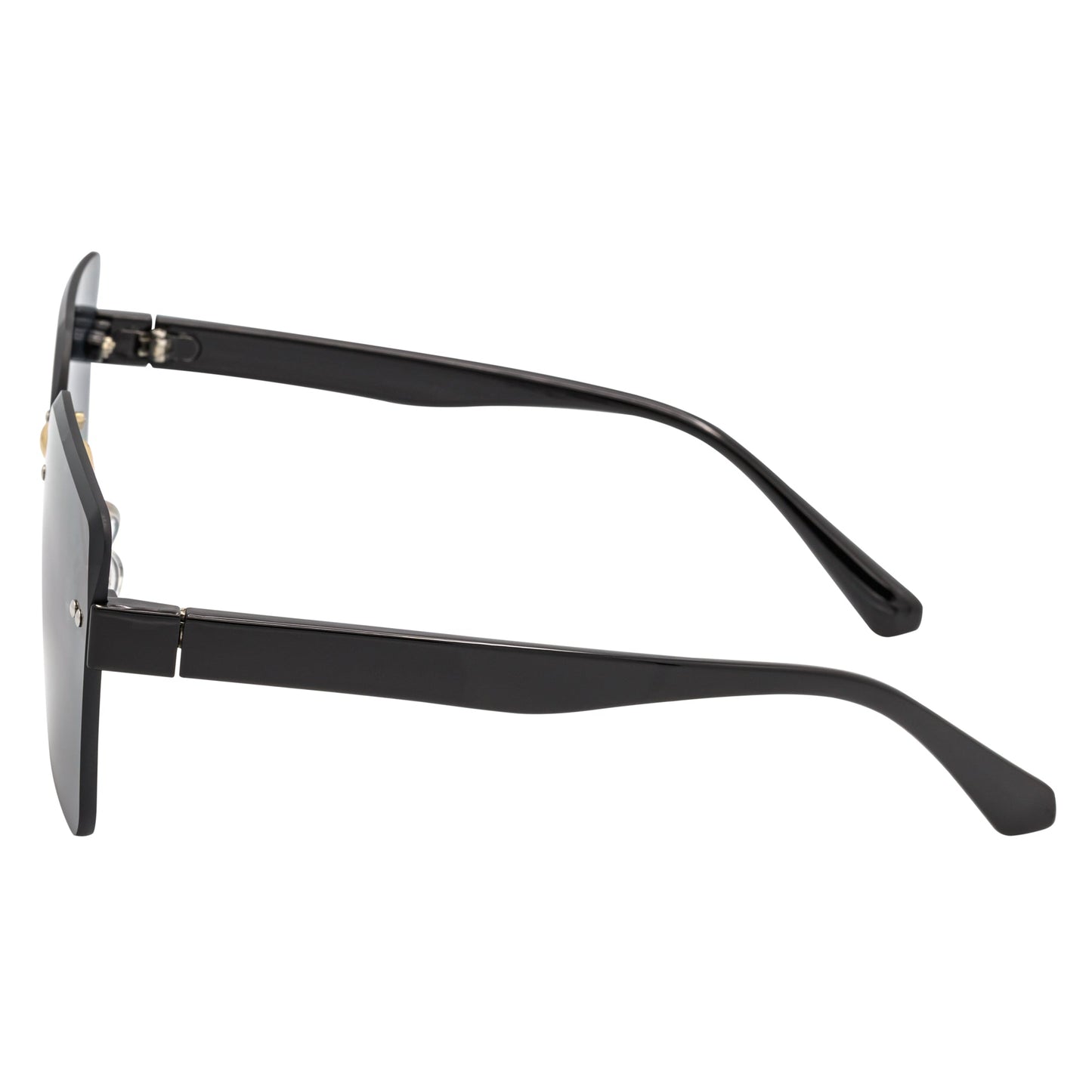 CASCADE - Rimless Oversize Square Sunglasses Black-Gold Smoke Lens