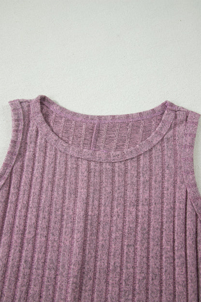 Solid Ribbed Knit Mineral Wash Tank Top