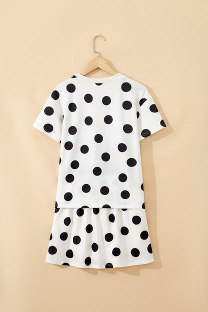 Polka Dot Short Sleeve Top & Mini Skort Set
