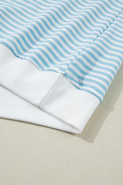 Stripe Contrast Mock Neck Tee & Shorts Set