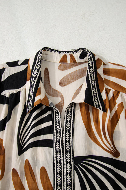 Plus Size Boho Abstract Long Sleeve Maxi Dress