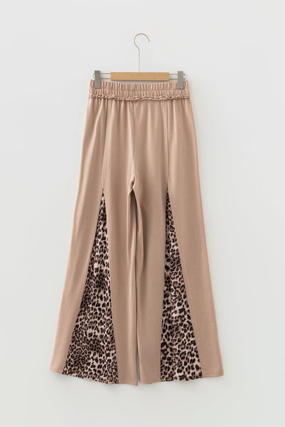 Leopard Patchwork Mineral Wash Wide Leg Pants