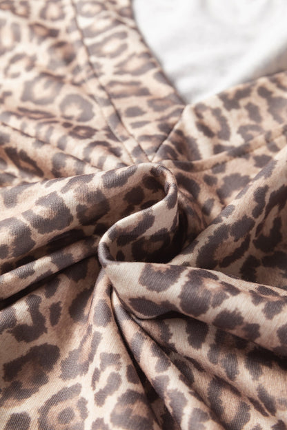 Leopard V-Neck Pullover & Wide-Waistband Skirt Set