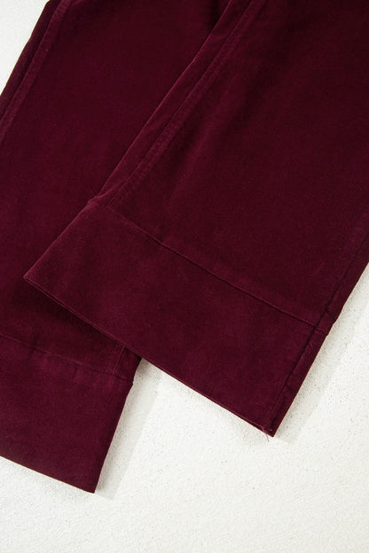 Solid Corduroy High Waist Wide Leg Pants