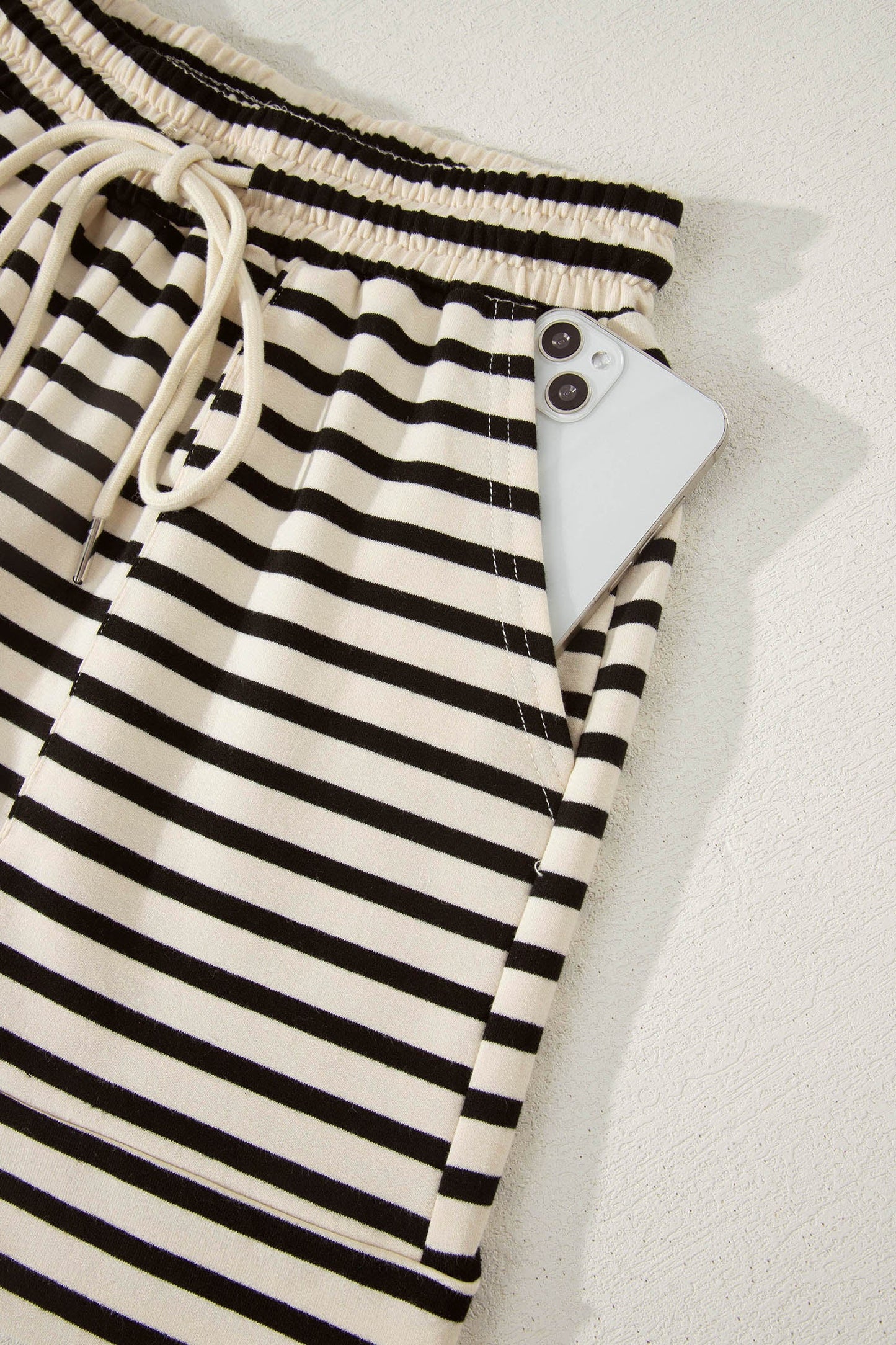 Stripe Colorblock Zip Polo & Drawstring Shorts Set