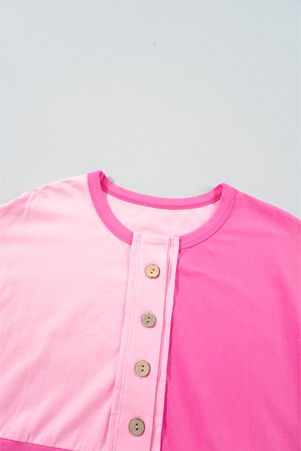 Colorblock Checker Half Button Henley T-Shirt