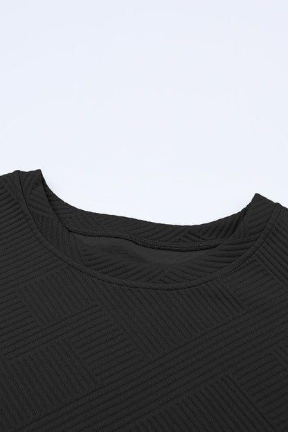 Solid Textured T-Shirt and Drawstring Pants Set