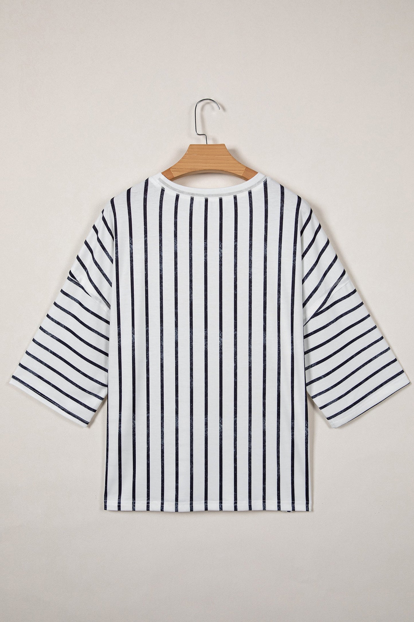 Danna Stripe Colorblock 3/4 Sleeve Loose T Shirt