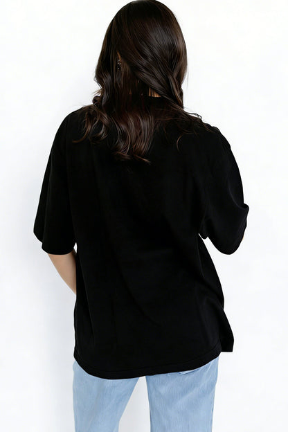 Solid High Neck Oversize Tee
