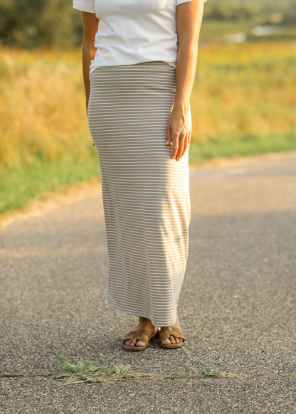 Clarise Striped Premium Knit Maxi Skirt - FINAL SALE
