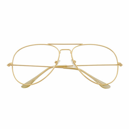 COOPER - Large Metal Aviator Blue Light Glasses Gold Clear Lens Glasses 54mm
