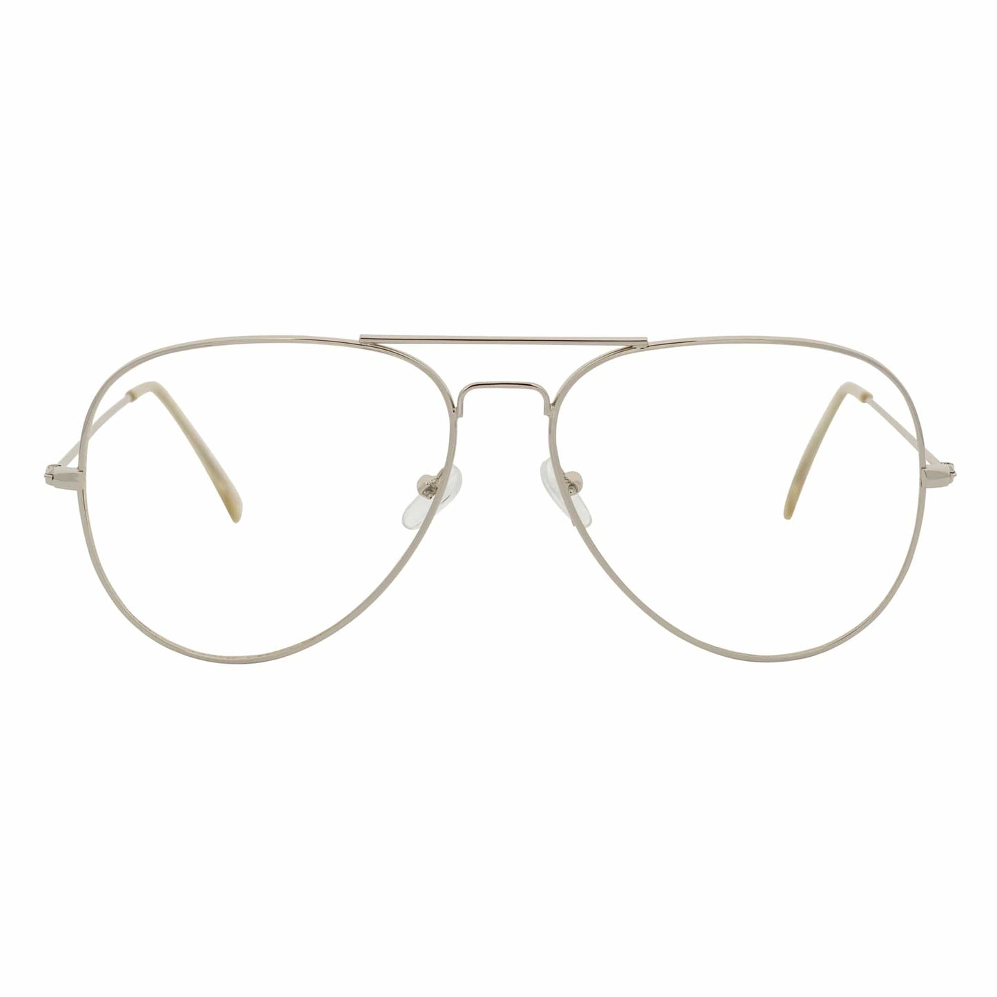 COOPER - Large Metal Aviator Blue Light Glasses Silver Clear Lens Glasses 54mm