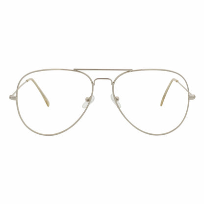 COOPER - Large Metal Aviator Blue Light Glasses Silver Clear Lens Glasses 54mm