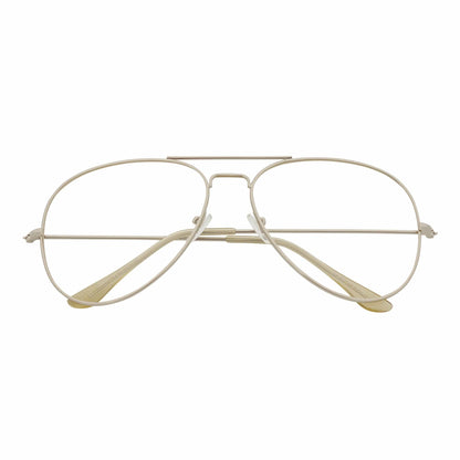 COOPER - Large Metal Aviator Blue Light Glasses Silver Clear Lens Glasses 54mm