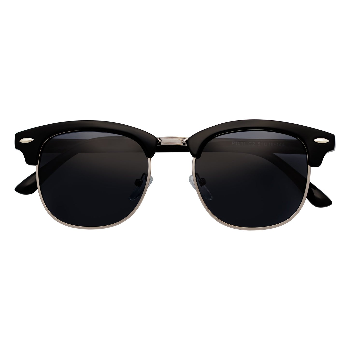 COUNTRY CLUB - Classic Semi-Rimless Half Frame Sunglasses Black Smoke Polarized