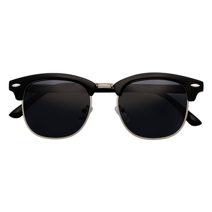 COUNTRY CLUB - Classic Semi-Rimless Half Frame Sunglasses Black Smoke Polarized