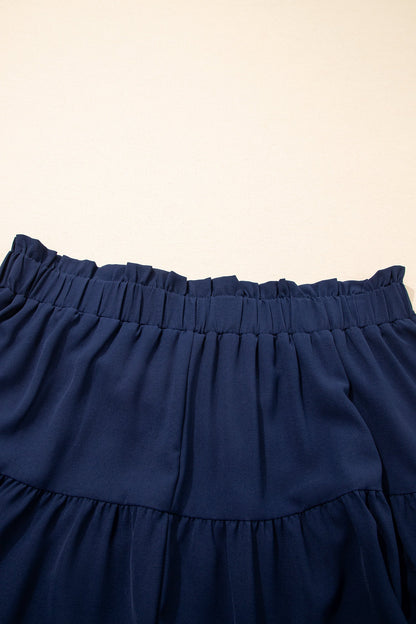 Plus Size Boho Frilled Elastic Waist Shorts