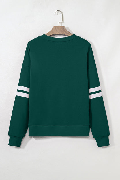 Varsity Stripe Drop Shoulder Oversized Sweatshirt