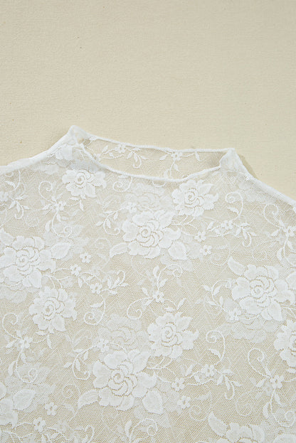 Floral Lace Sheer Mesh Long Sleeve Top