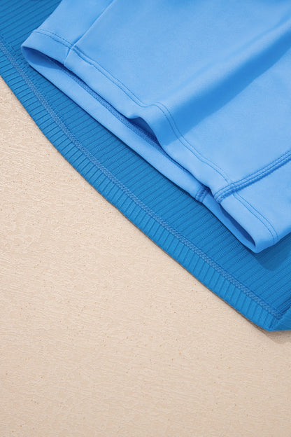 Contrast Trim Ribbed Lined Swim Dress w/ Pockets