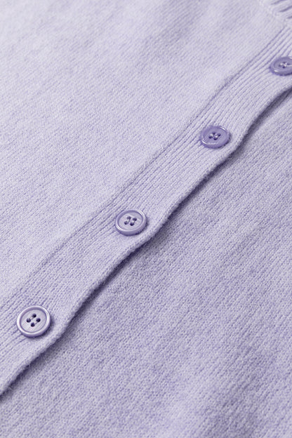 Solid 3/4 Sleeve Boxy Button-Down Cardigan