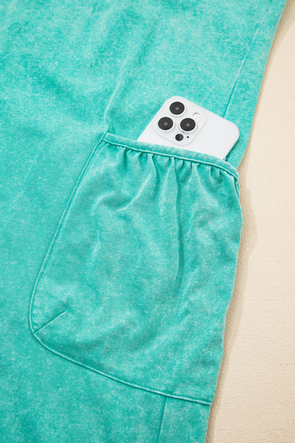 Mineral Wash Spaghetti Strap Pocketed Romper