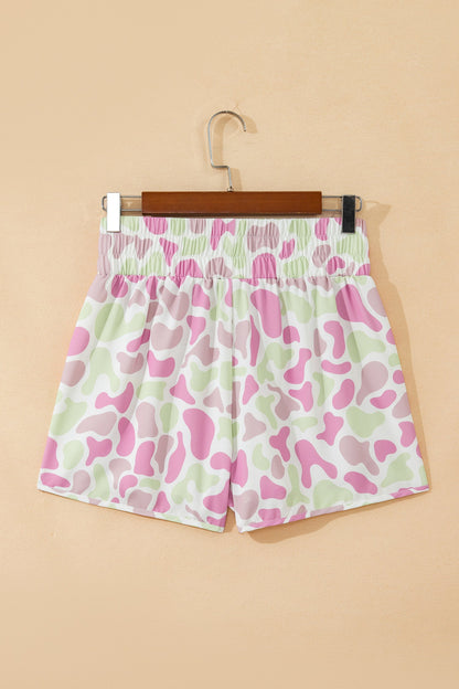 Camo Shirred High Waist Athleisure Shorts
