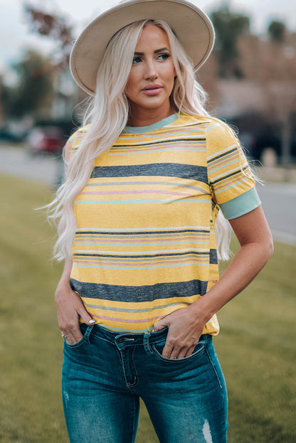Stripe Short Sleeve Crew Neck T-Shirt