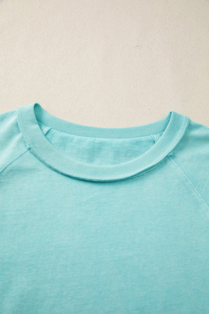 Mineral Wash Raglan Sleeve Boxy Cropped Tee