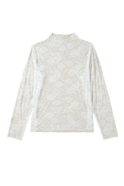 Plus Size Floral Mesh Long Sleeve Top
